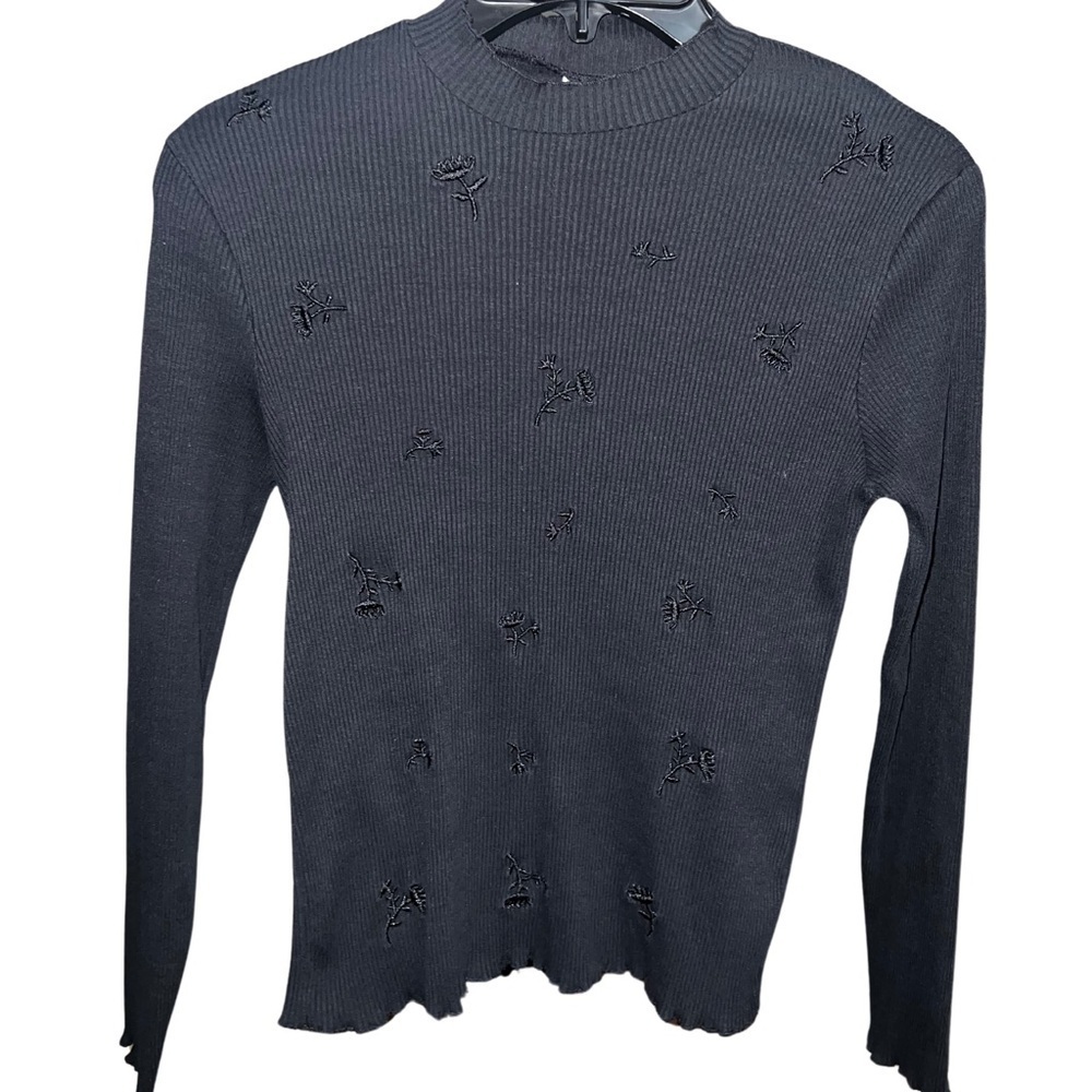 ZARA GIRLS Ribbed Flowers Turtle Neck 11-12 Girls